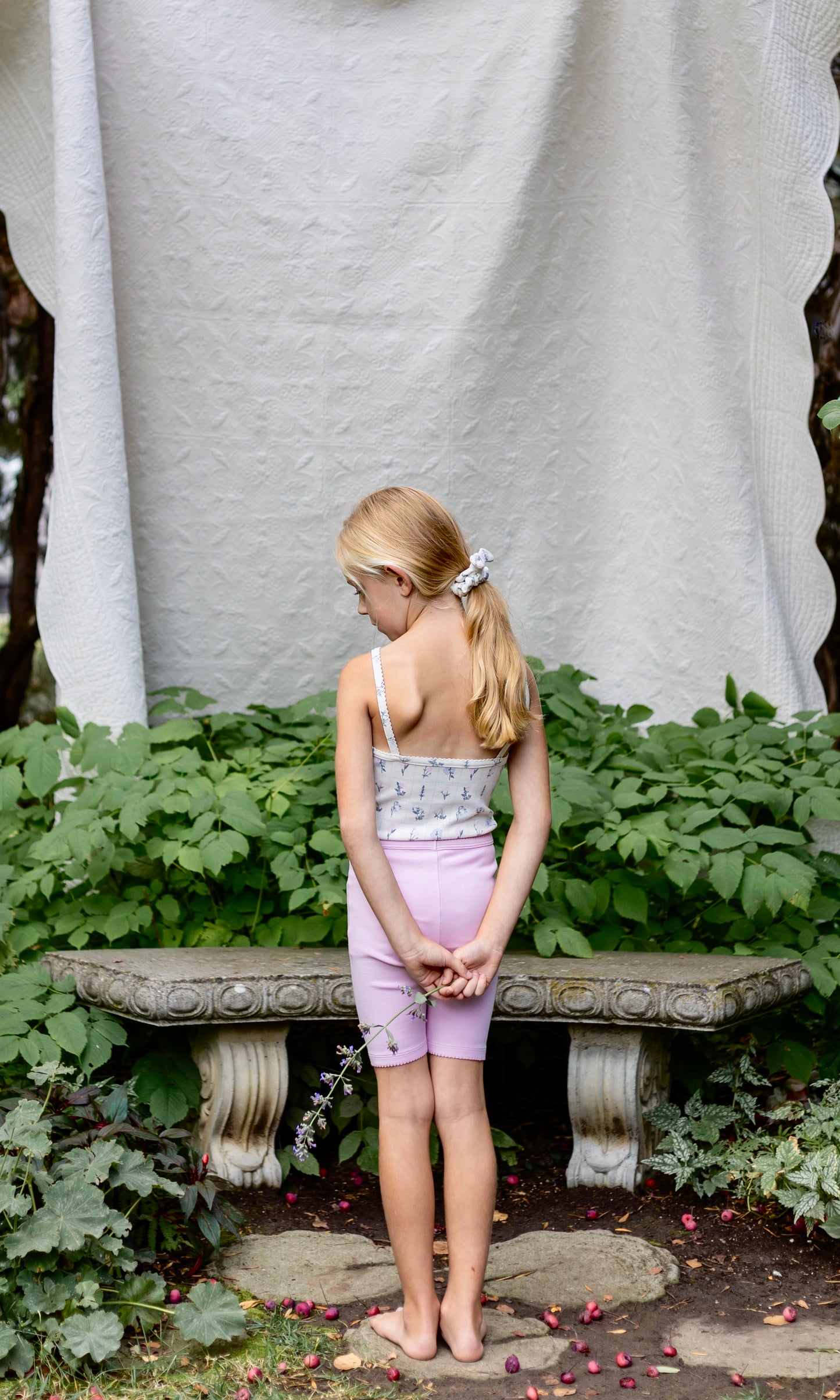 pima ruched camisole . garden windowpane
