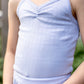 pima ruched camisole . forget-me-not pointelle