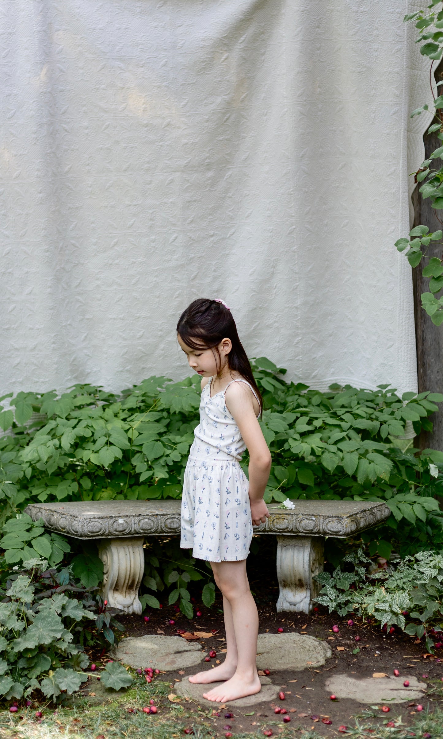 pima flutter shorts . garden windowpane