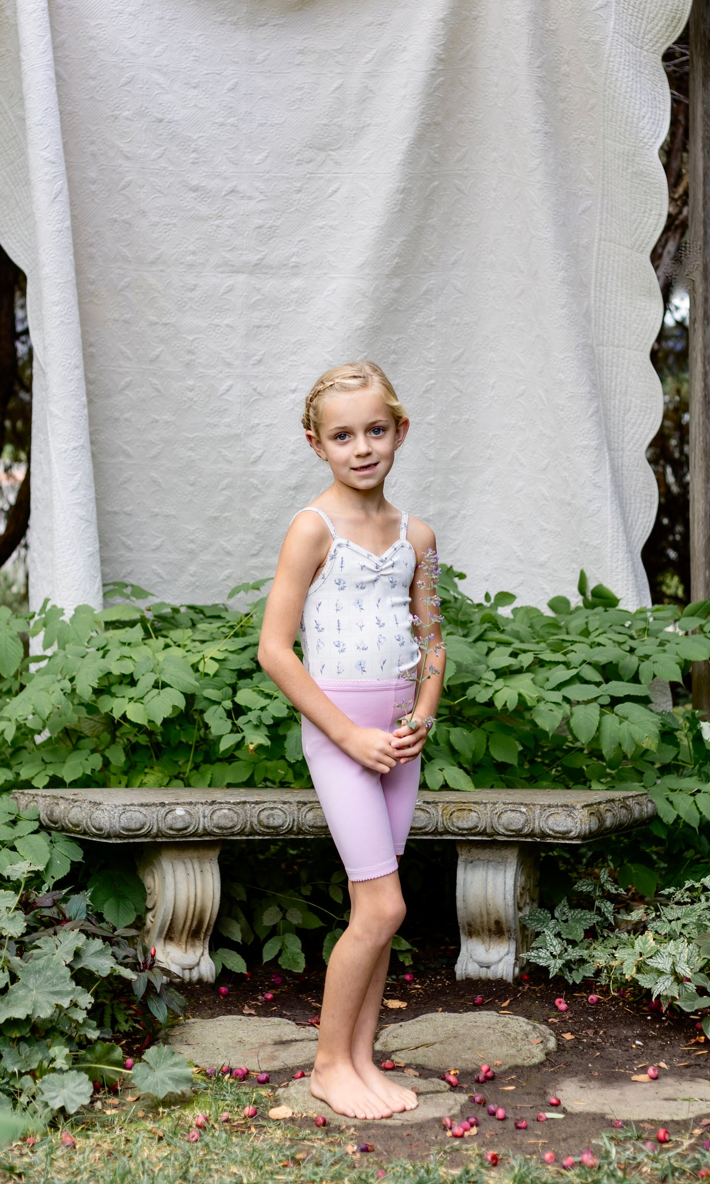 pima ruched camisole . garden windowpane