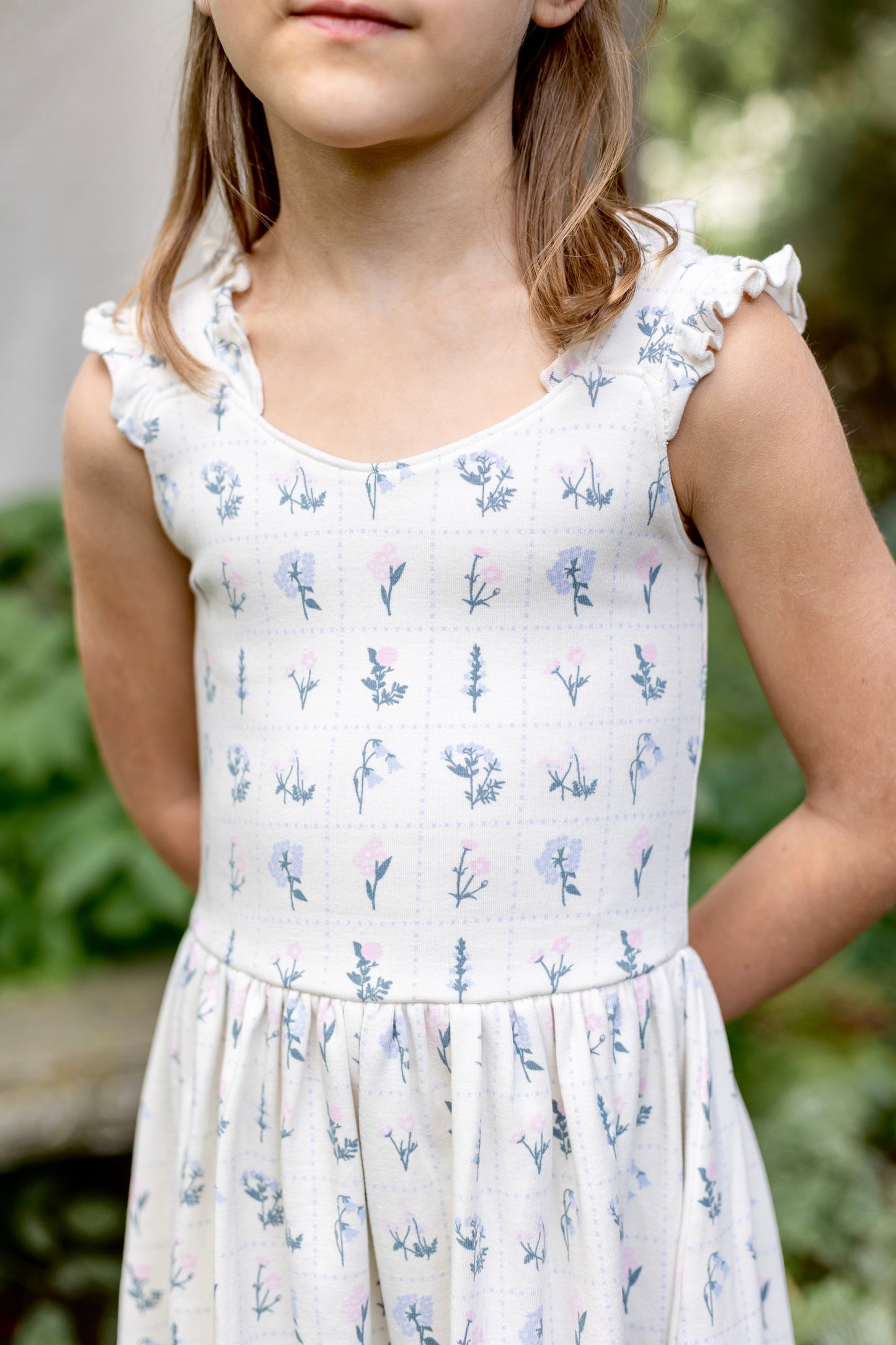 pima frilled dress . garden windowpane