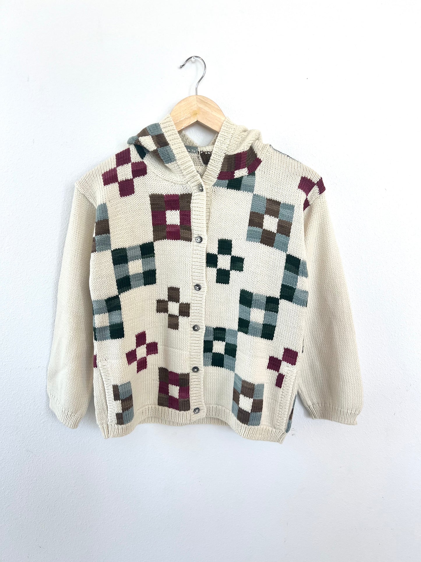 quilt-block hooded cardigan . mulberry . size 10