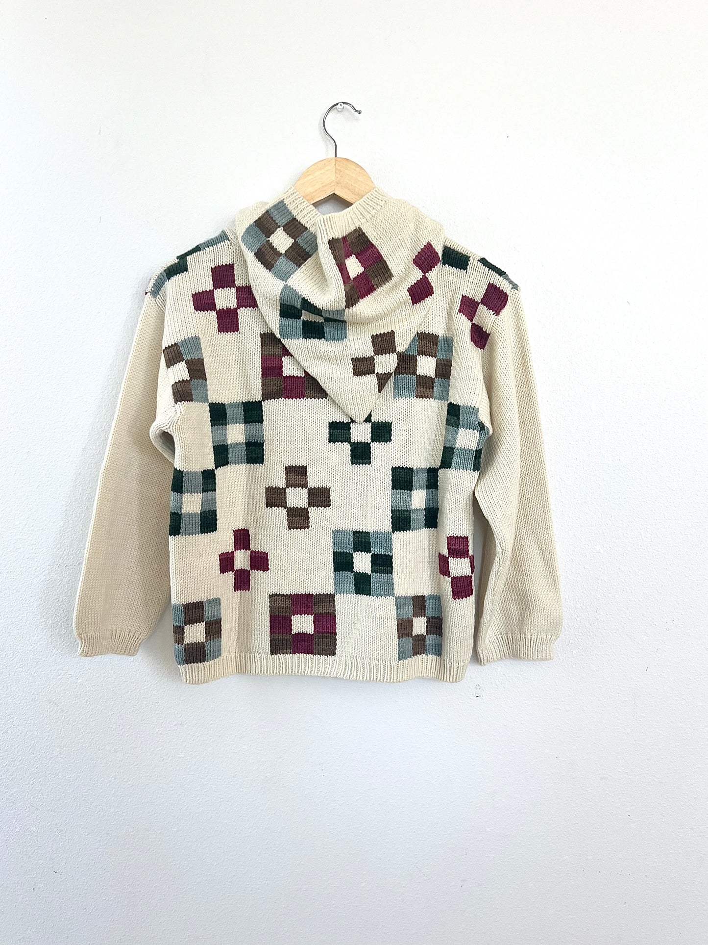 quilt-block hooded cardigan . mulberry . size 10