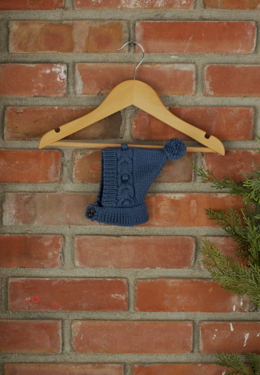 doll cable bobble balaclava . indigo