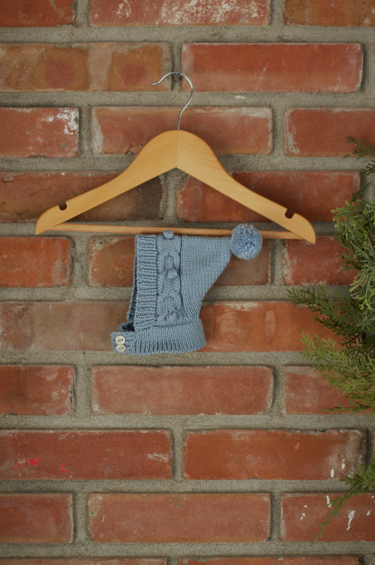 doll cable bobble balaclava . chambray