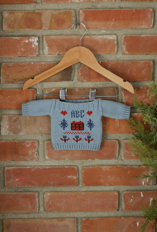 doll cross-stitch pullover . chambray