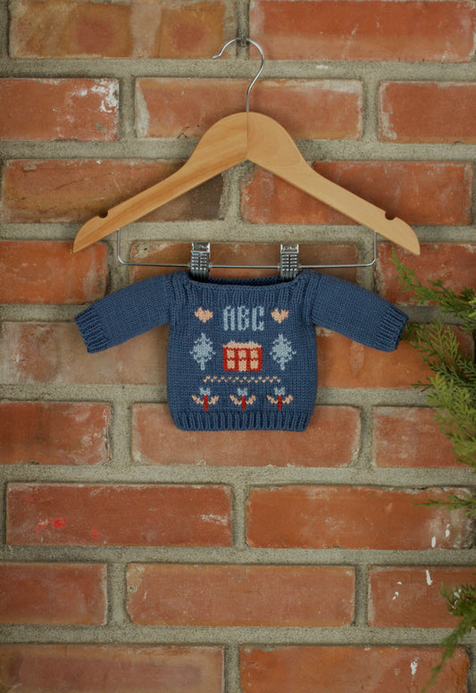 doll cross-stitch pullover . indigo