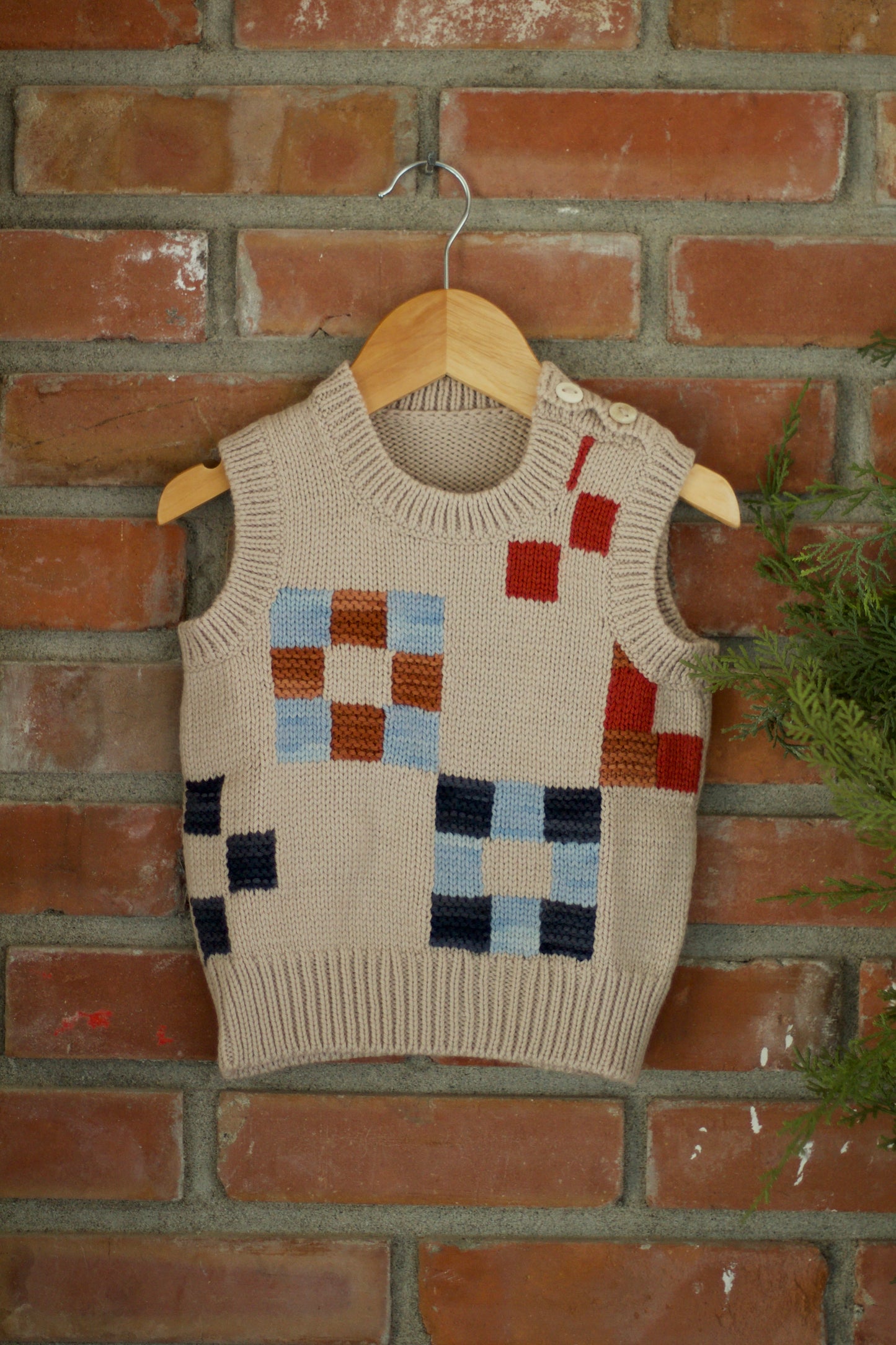 quilt-block vest . alabaster