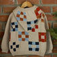 quilt-block hooded cardigan . alabaster