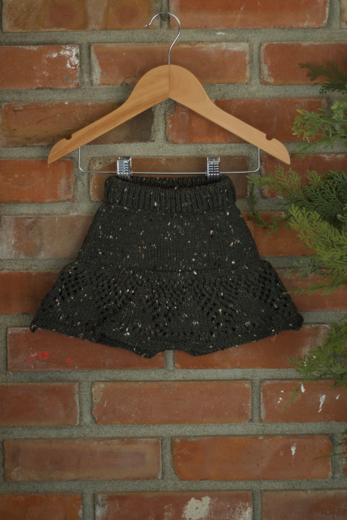 lace yoke skirted bloomer . coal tweed