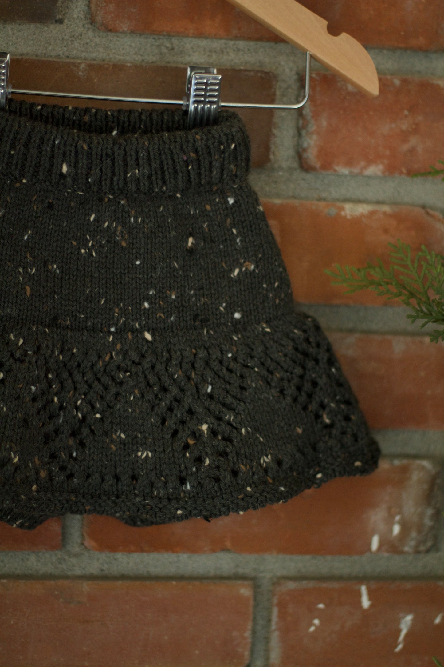 lace yoke skirted bloomer . coal tweed