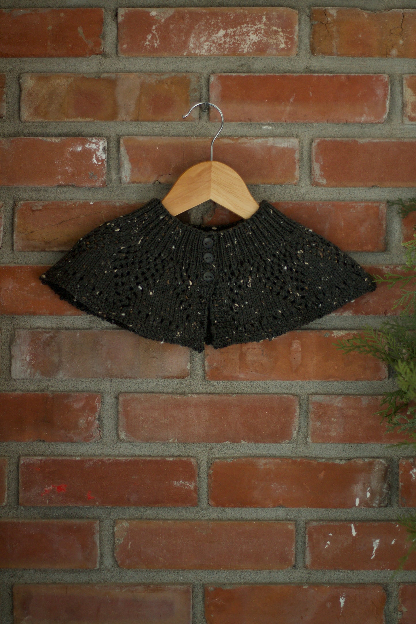 lace yoke collar. coal tweed