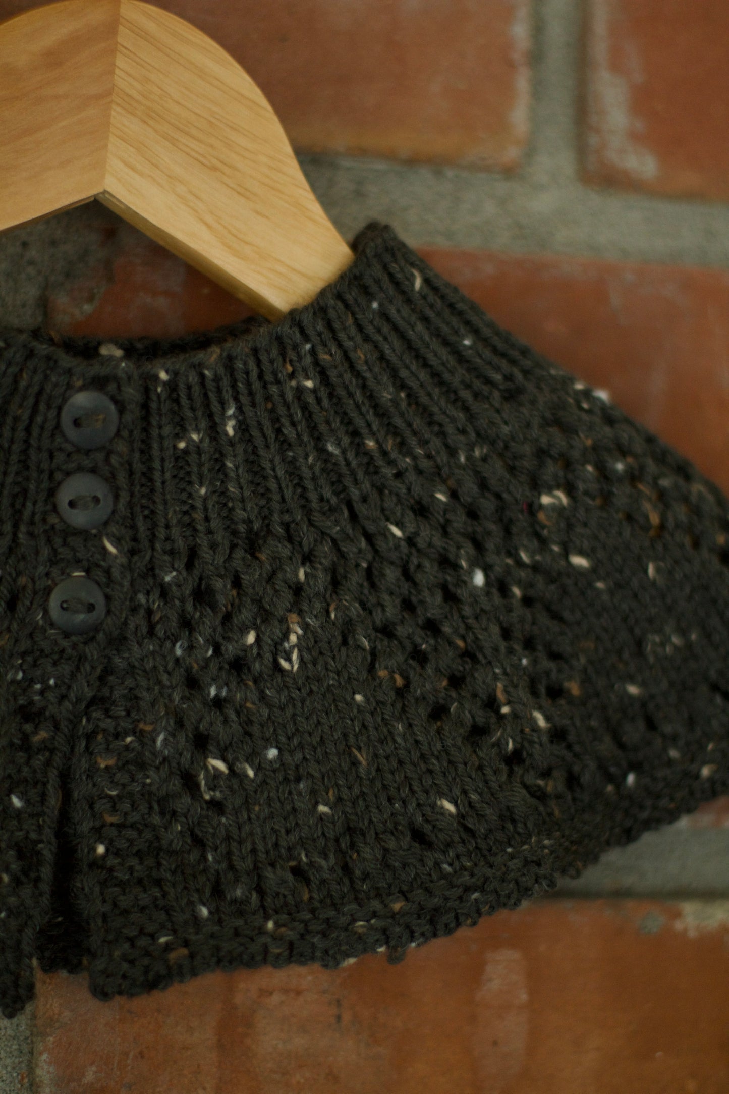 lace yoke collar. coal tweed