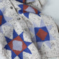 patchwork quilt hooded jacket . cobalt