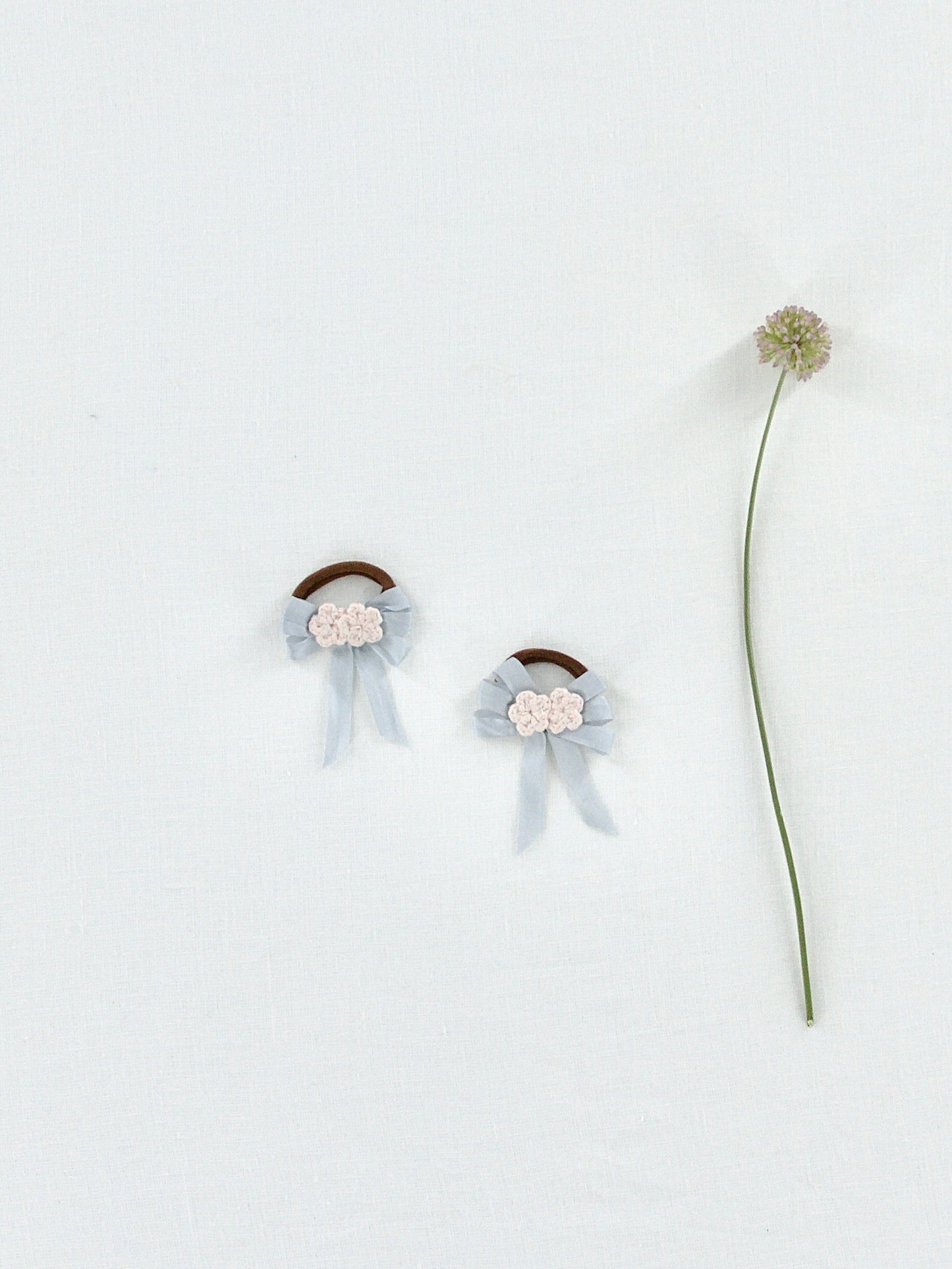 floral crochet hair tie . sky