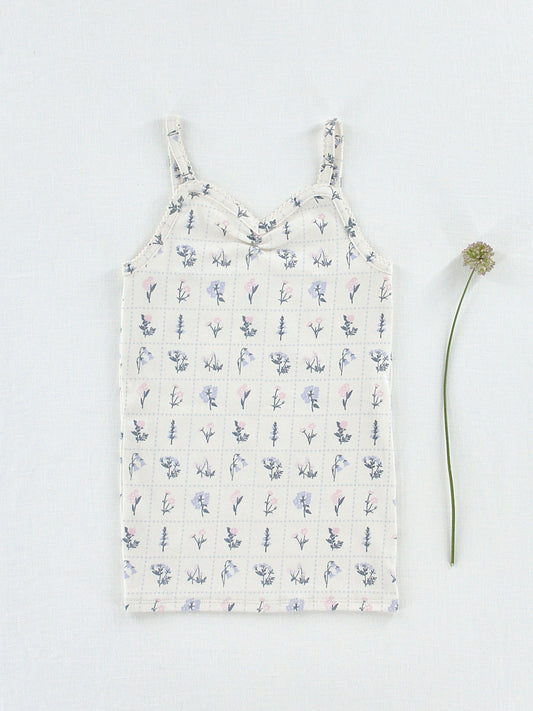 pima ruched camisole . garden windowpane