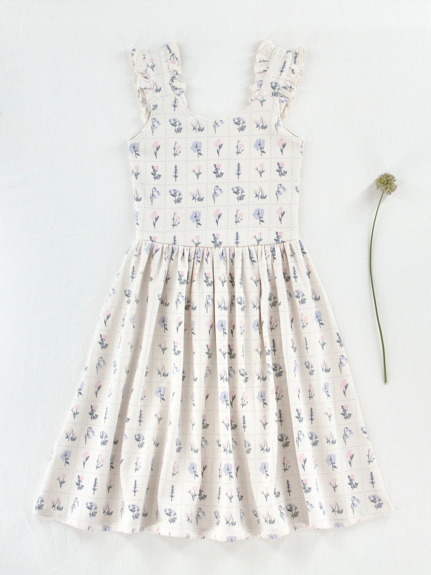 pima frilled dress . garden windowpane
