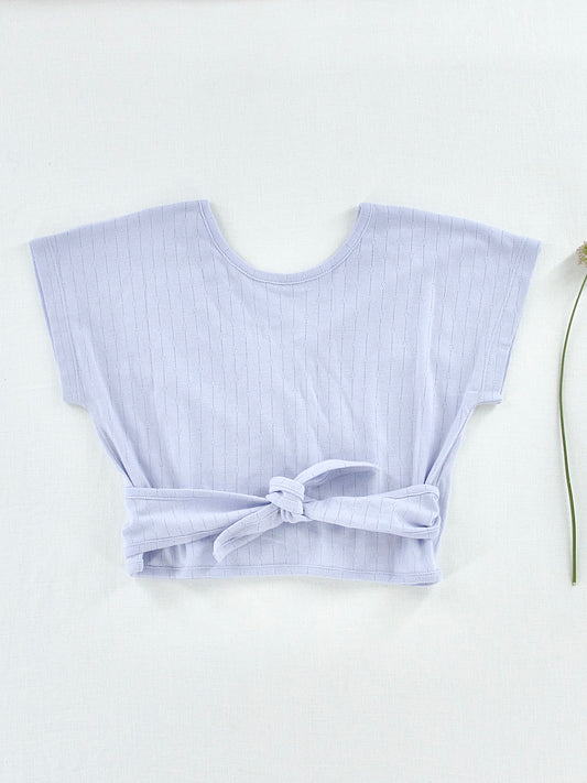 pima tie top . forget-me-not pointelle