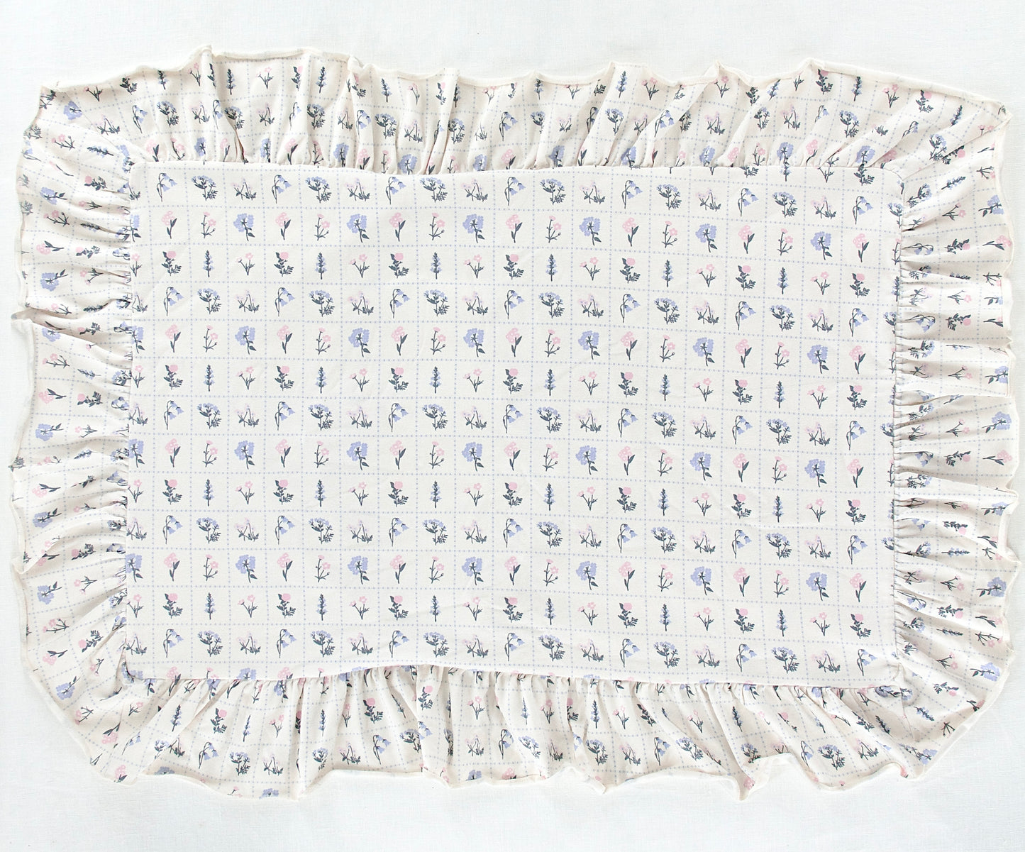 pima ruffle pillowcase . garden windowpane