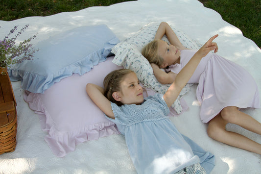 pima ruffle pillowcase . thistle