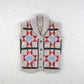 patchwork quilt button vest. alabaster tweed