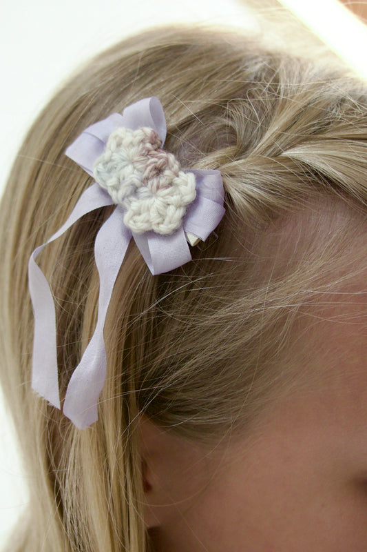 crochet flower hair clips . watercolor