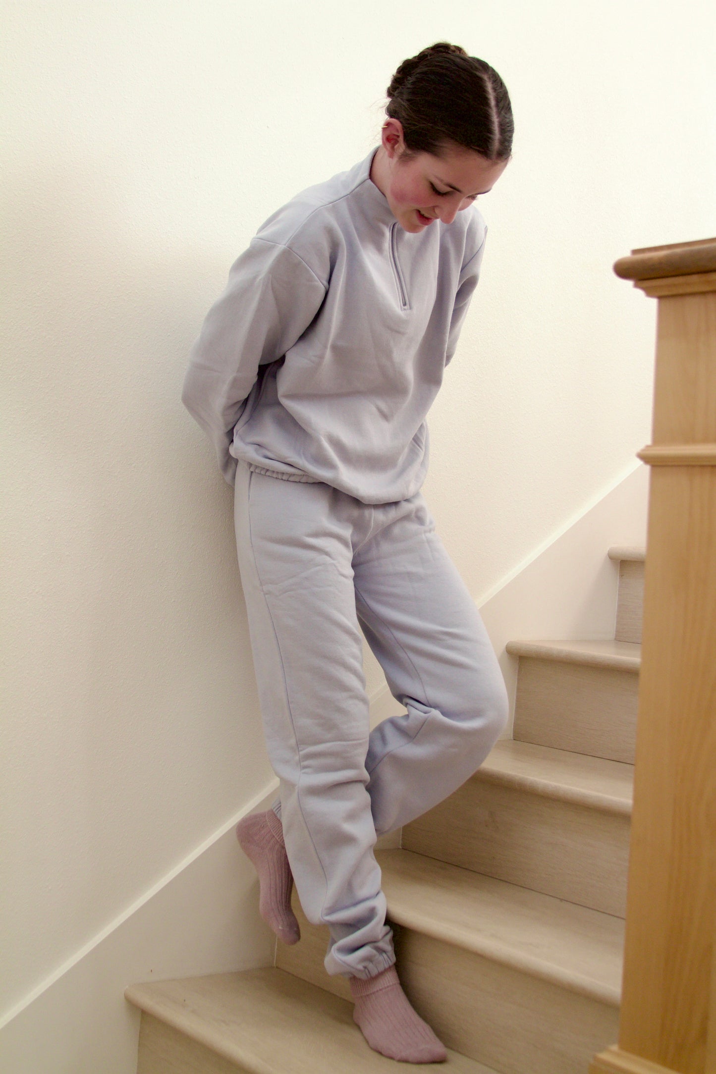 pima fleece zip sweatshirt . heather