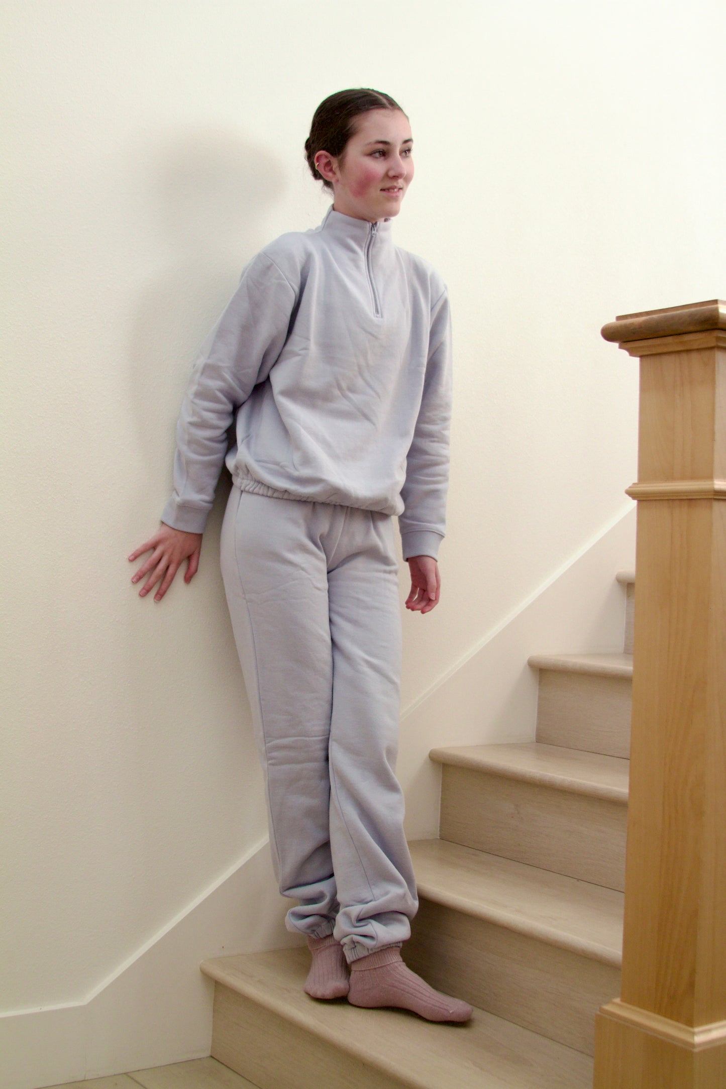 pima fleece zip sweatshirt . heather