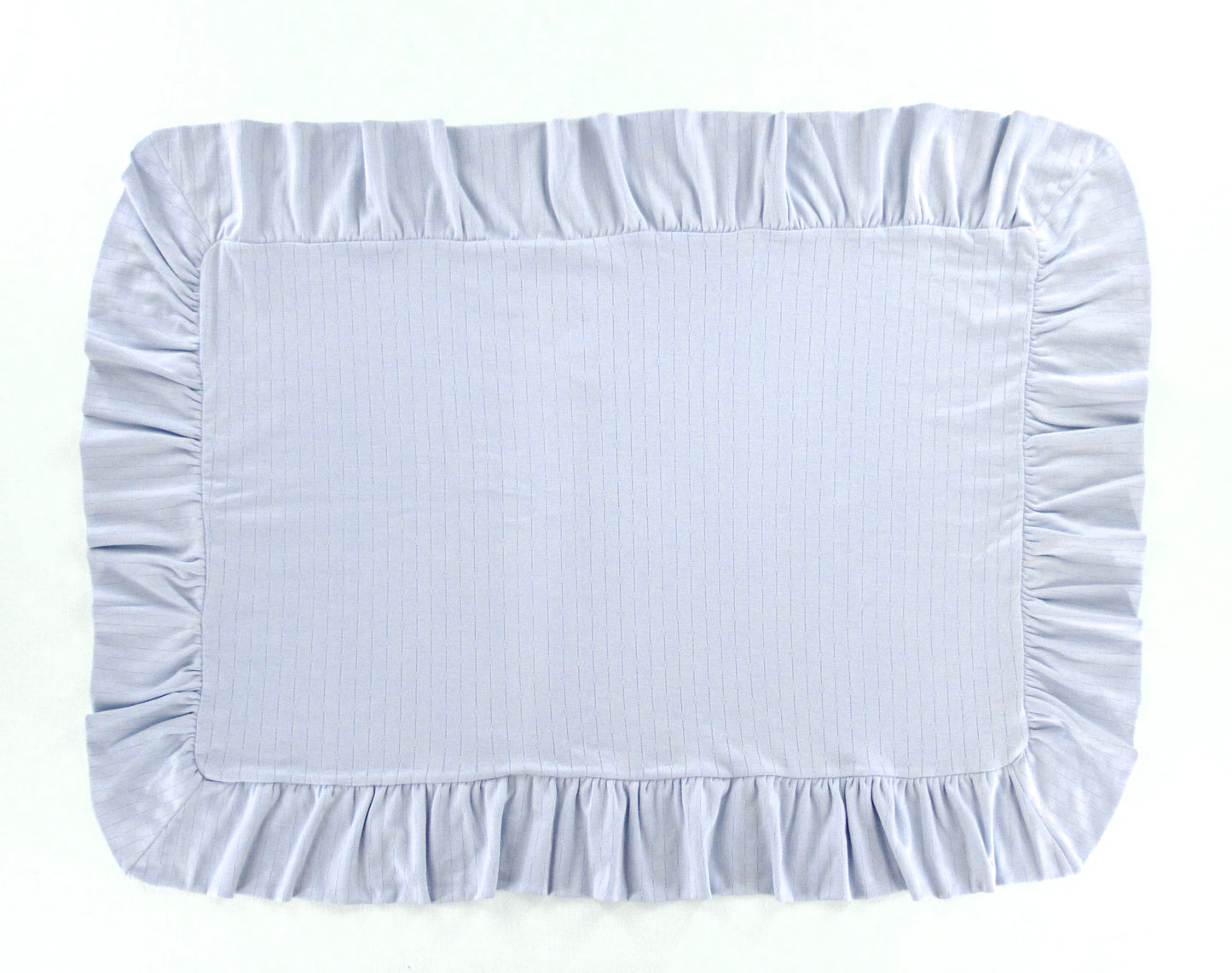 pima ruffle pillowcase . forget-me-not pointelle