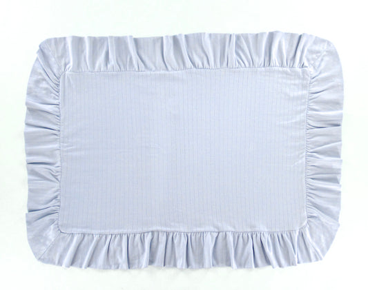 pima ruffle pillowcase . forget-me-not pointelle