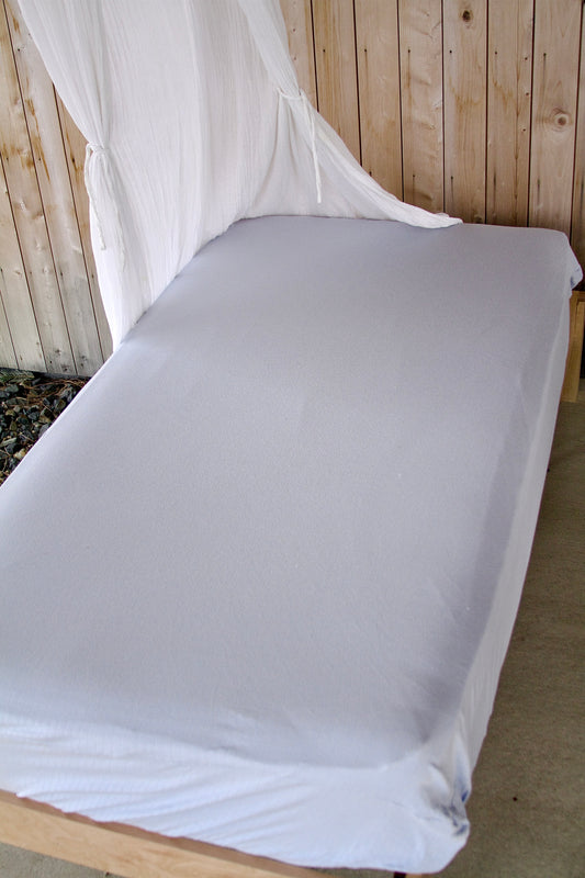 pima fitted sheet . forget-me-not pointelle