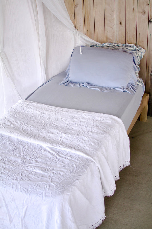 pima fitted sheet . forget-me-not pointelle