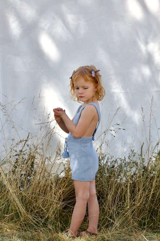 fine-knit romper . bluebell