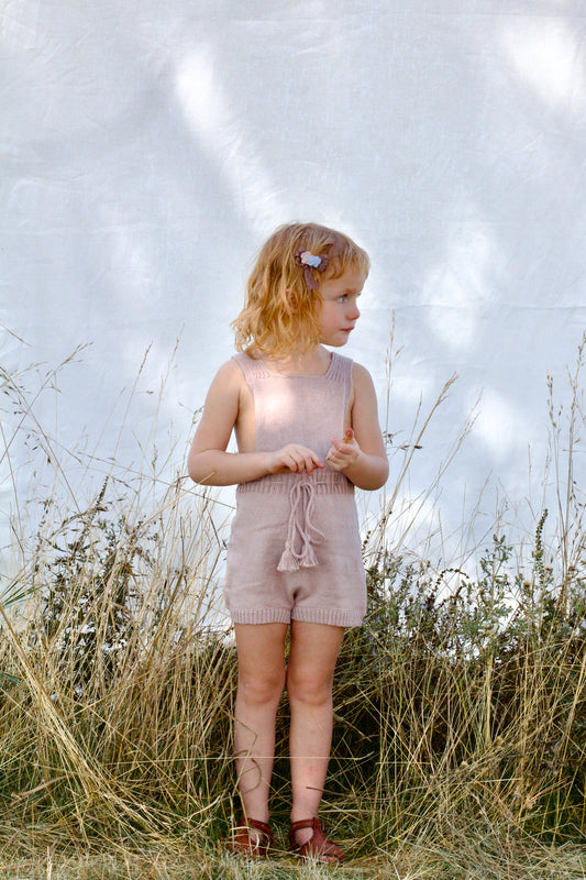 fine-knit romper . rose quartz