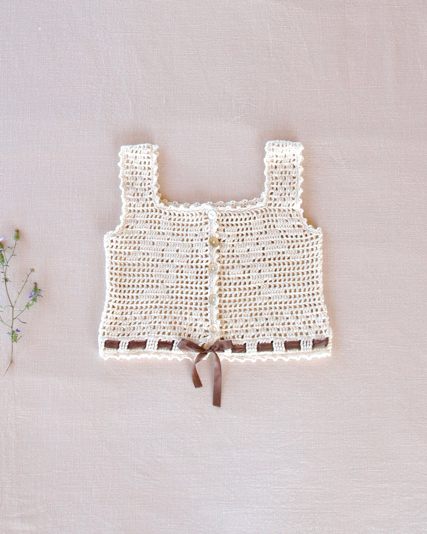 lace crochet camisole . natural