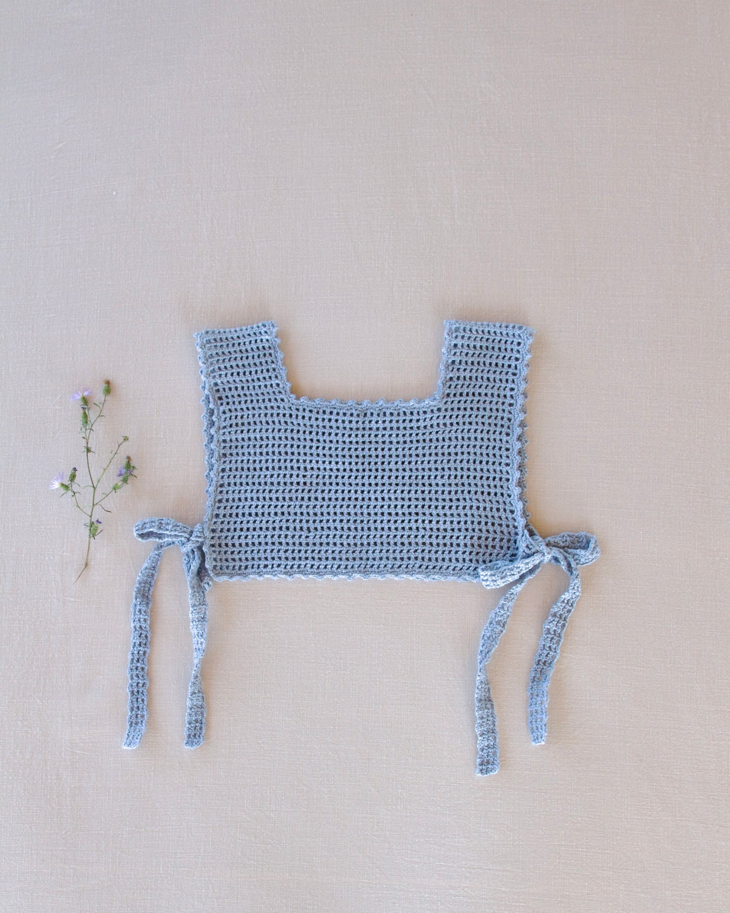 lace crochet pinny . bluebell