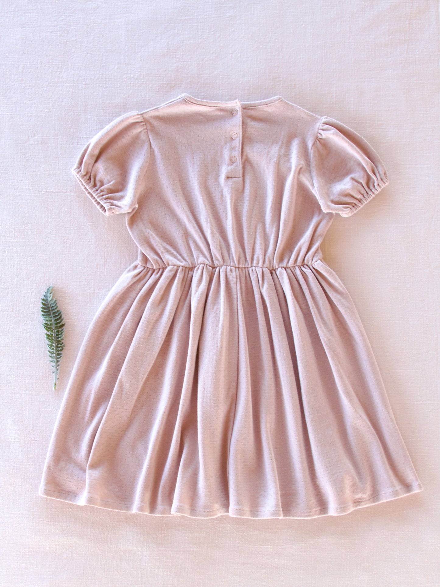 vintage puff dress . rose quartz pointelle
