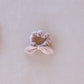 bow scrunchie . rose quartz pointelle