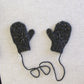 cable bobble mittens. coal tweed
