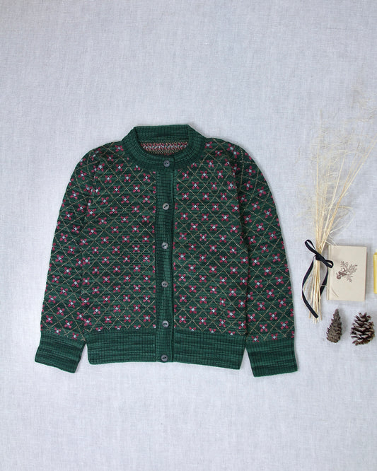 floral jacquard cardigan. black forest