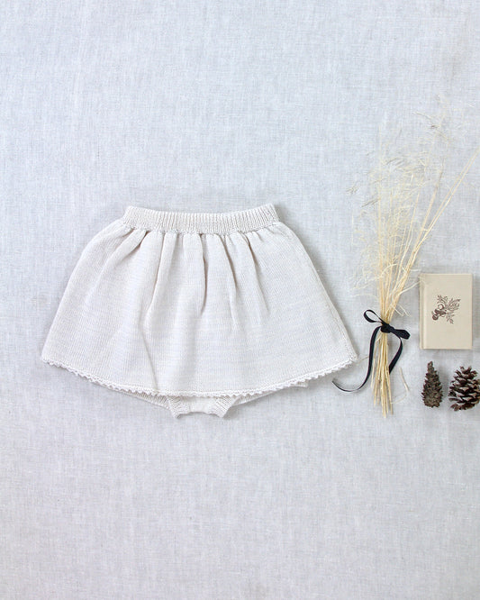 picot skirted bloomer . cream