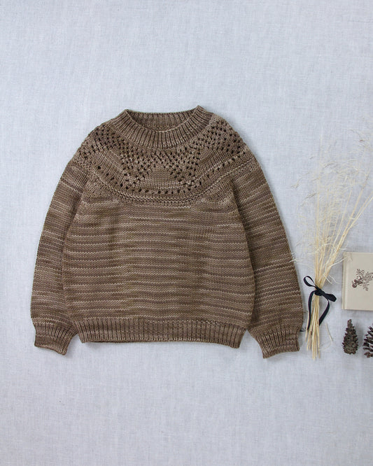 lace yoke pullover . cocoa