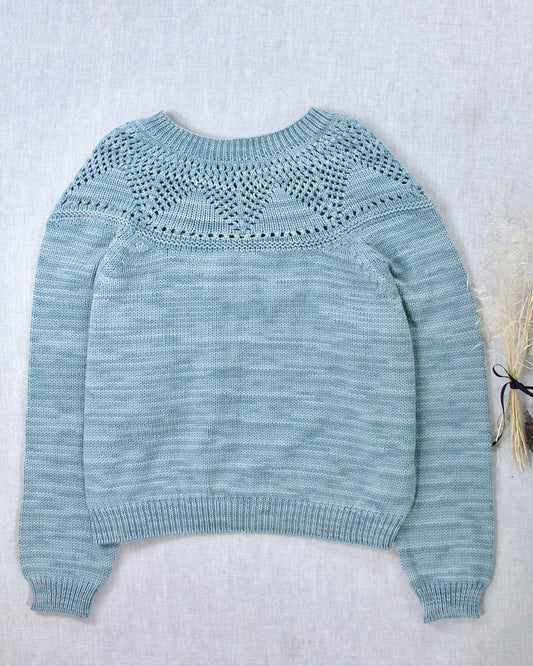 adult lace yoke pullover . juniper