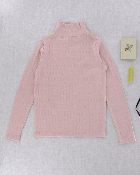 snap turtleneck . mallow pointelle