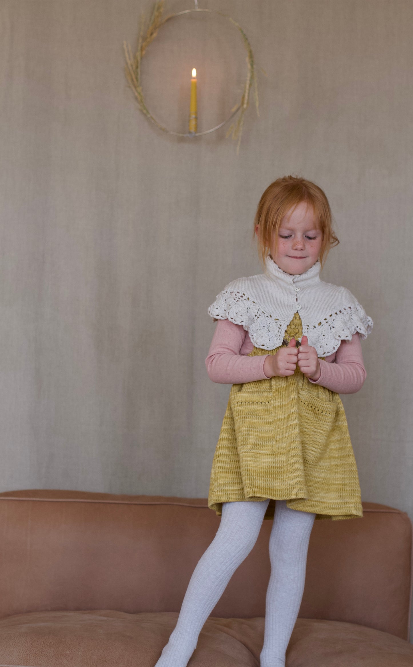 floral embroidered pinafore . flax