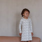 pima ruched ballet gown . cream folk quilt