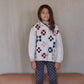 quilt-block hooded cardigan . mallow