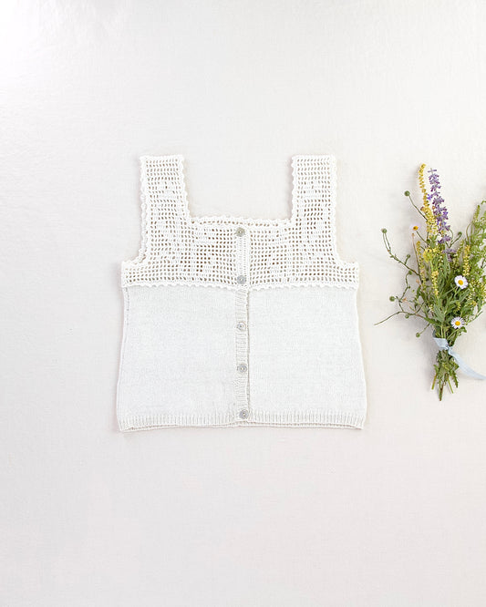 botanical crochet top . ivory
