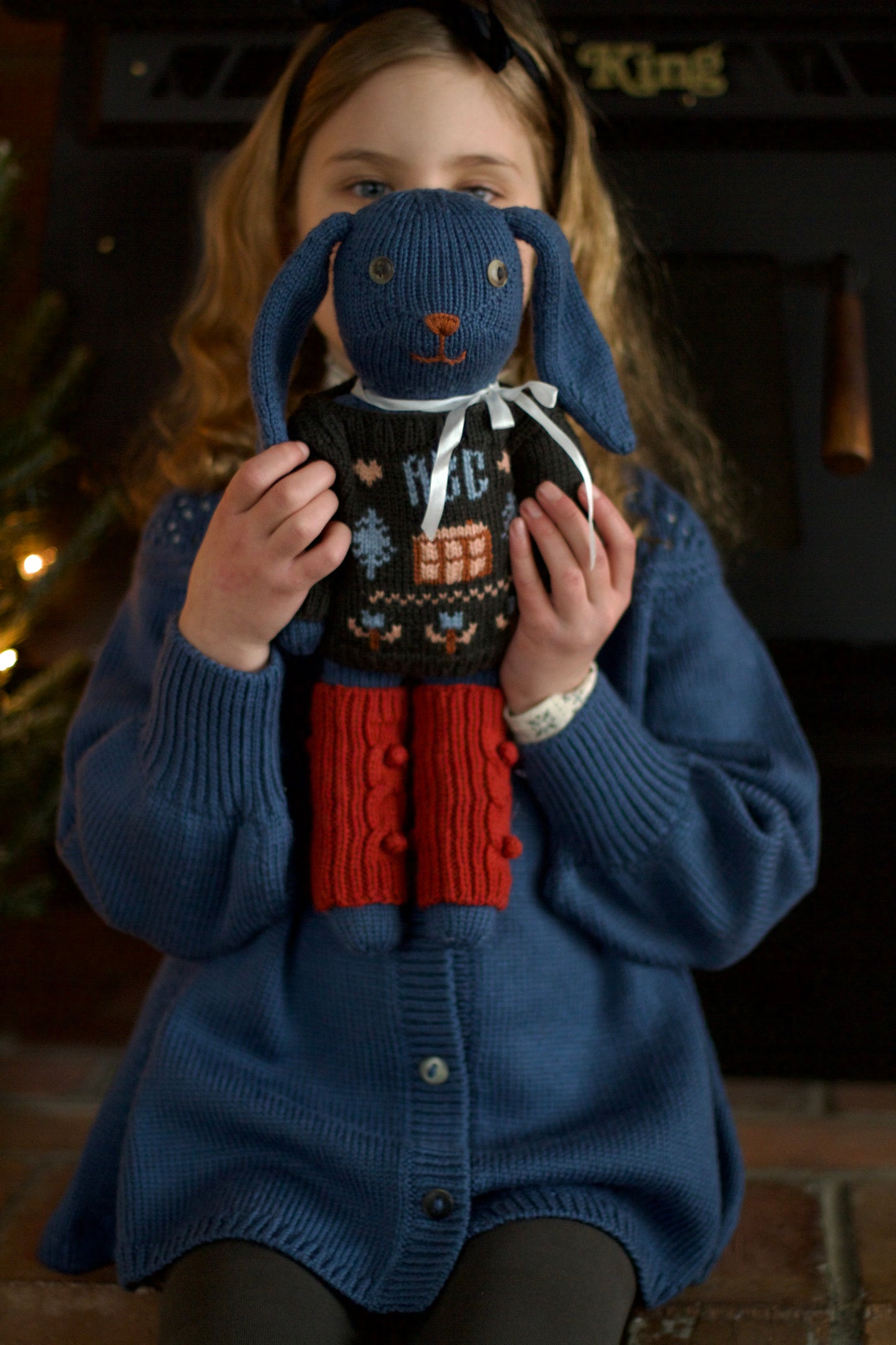 doll cross-stitch pullover . coal