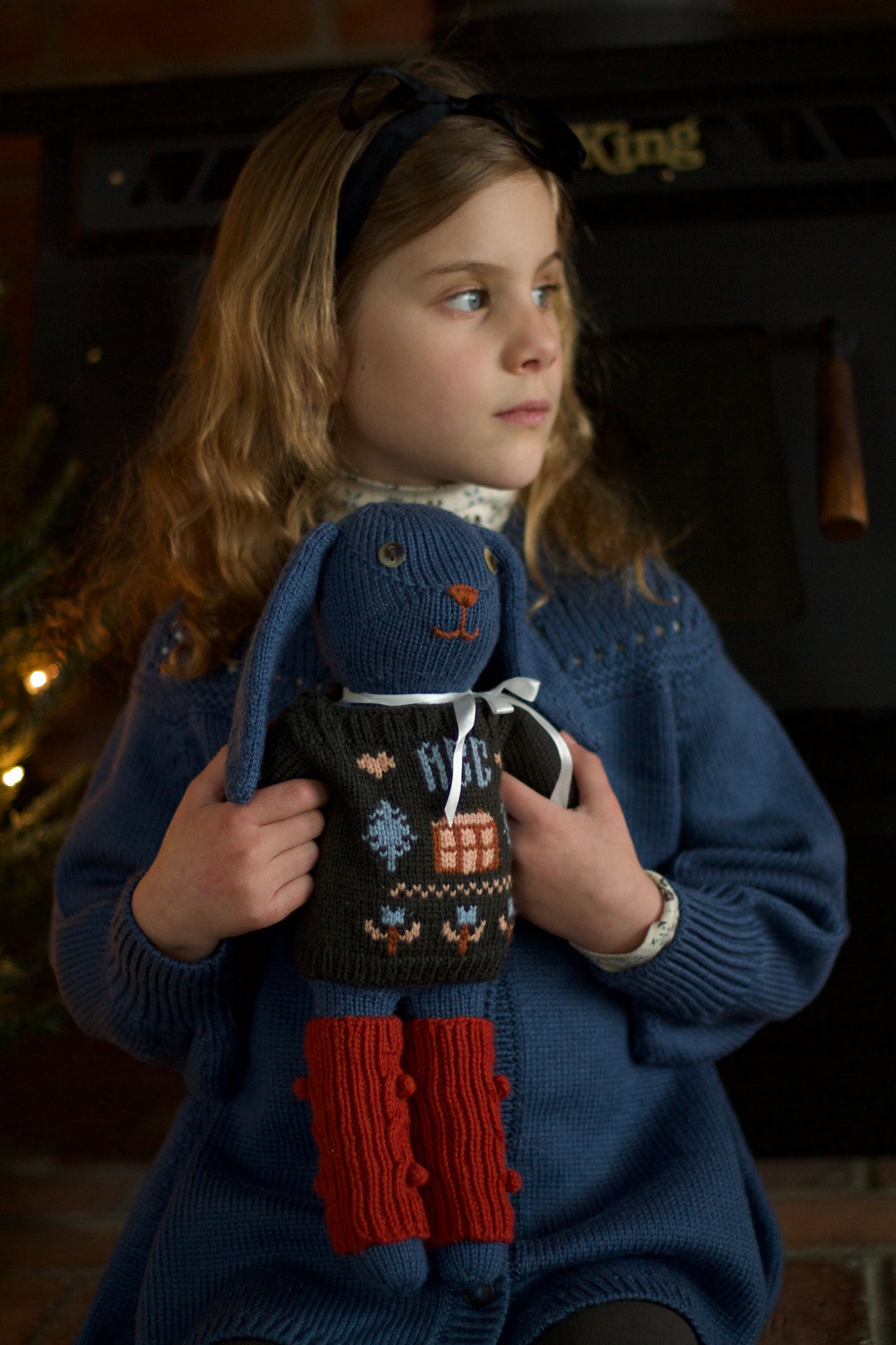 doll cross-stitch pullover . coal